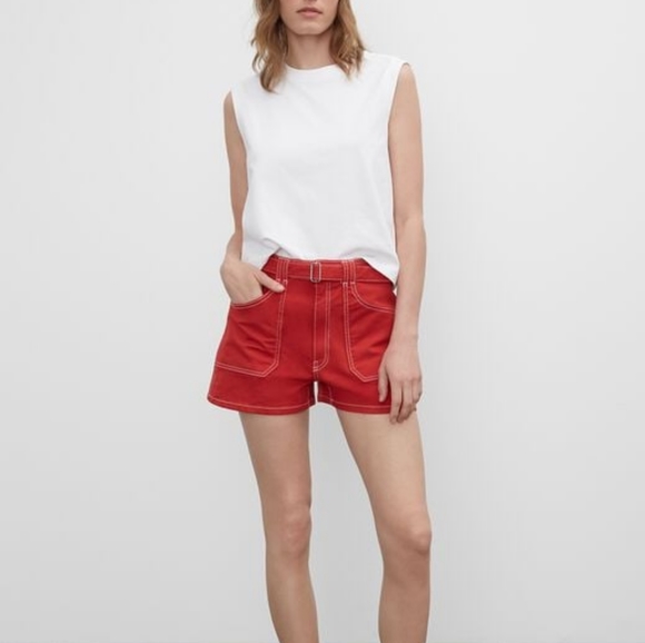 Club Monaco Red Denim Contrast Stitch - Picture 2 of 4